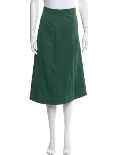Pre-owned Tibi Embroidered Accent Midi Length Skirt In Green