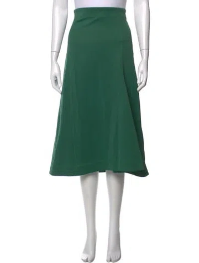 Pre-owned Tibi Embroidered Accent Midi Length Skirt In Green