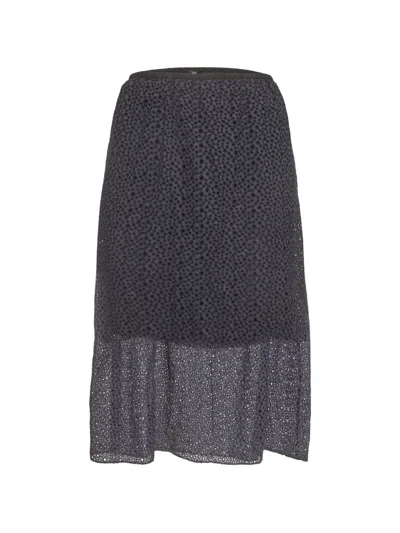 Pre-owned Tibi Eyelet Flared Midi Skirt In Blue