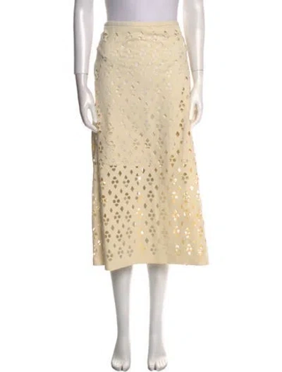 Pre-owned Tibi Eyelet Trim Midi Length Skirt In Neutral