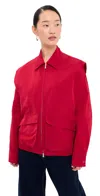 Tibi Fall Nylon Snap Bomber Red In Red