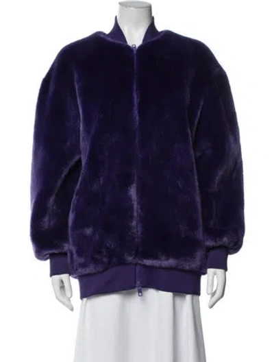 Pre-owned Tibi Faux Fur Bomber Jacket In Purple