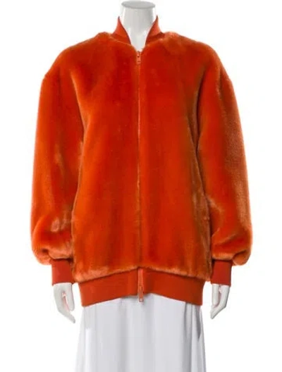 Pre-owned Tibi Faux Fur Coat In Orange
