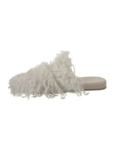 Pre-owned Tibi Faux Fur Faux Fur Trim Mules In White