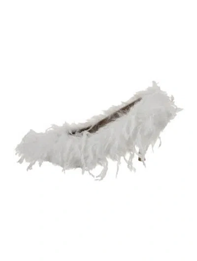 Pre-owned Tibi Faux Fur Feather Trim Mules W/ Tags In White