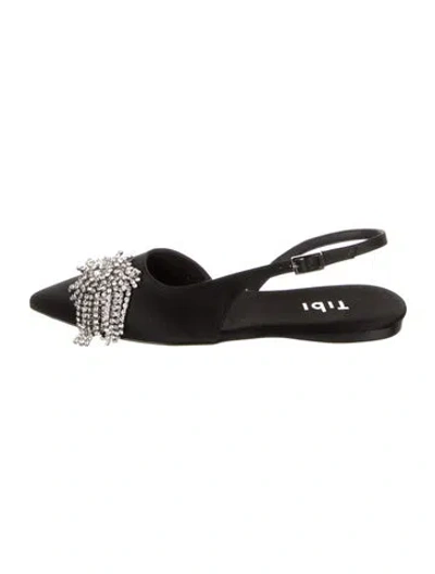 Pre-owned Tibi Faux Fur Feather Trim Slingback Pumps W/ Tags In Black