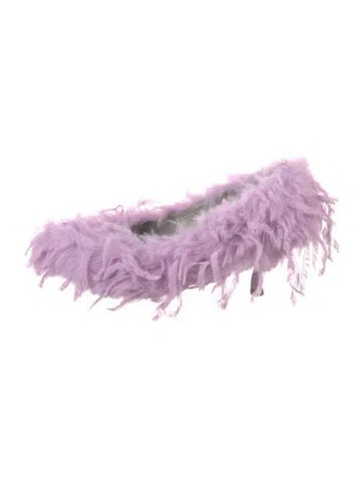Pre-owned Tibi Faux Fur Mules In Purple