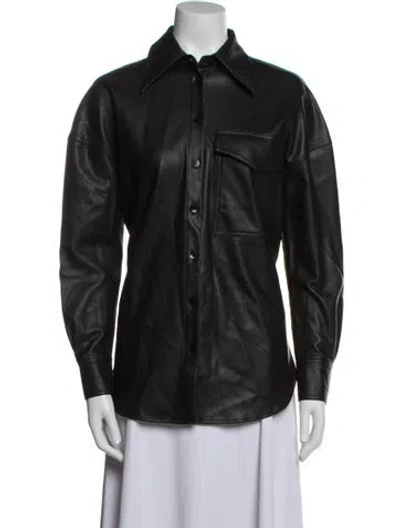 Pre-owned Tibi Faux Leather Coat In Black
