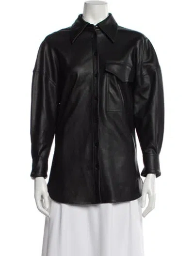 Pre-owned Tibi Faux Leather Evening Jacket In Gray