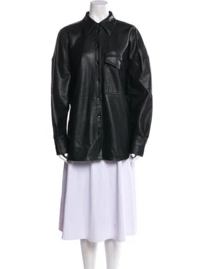 Pre-owned Tibi Faux Leather Jacket In Black