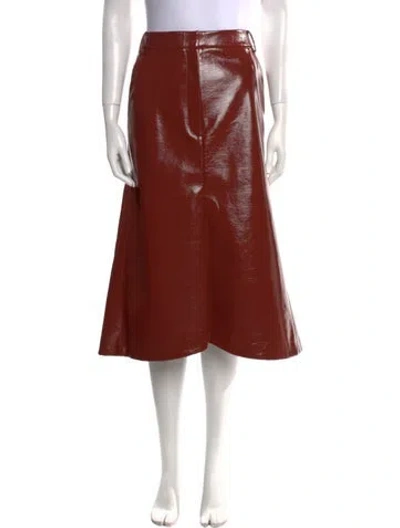 Pre-owned Tibi Faux Leather Midi Length Skirt In Brown