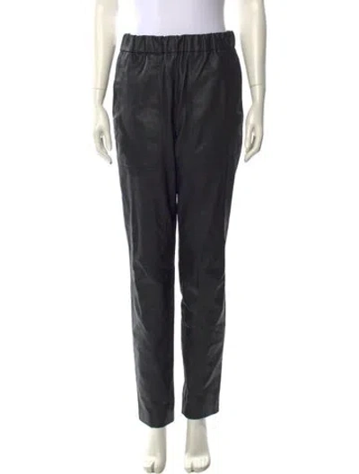 Pre-owned Tibi Faux Leather Straight Leg Pants In Black