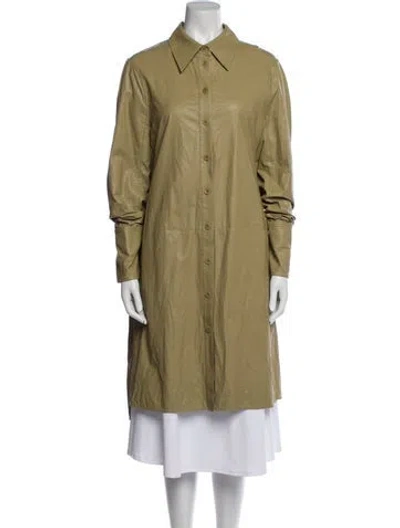 Pre-owned Tibi Faux Leather Utility Jacket In Green