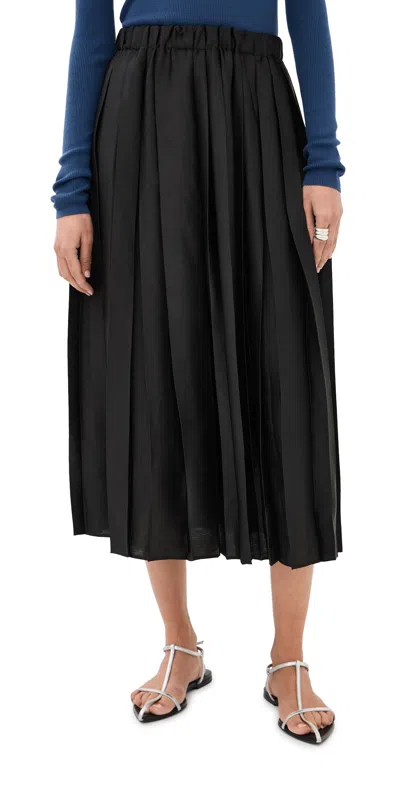 Tibi Feather Weight Pleated Pull On Skirt Black
