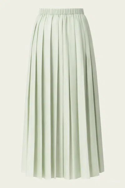 Tibi Feather Weight Pleated Pull On Skirt In Sage In Green