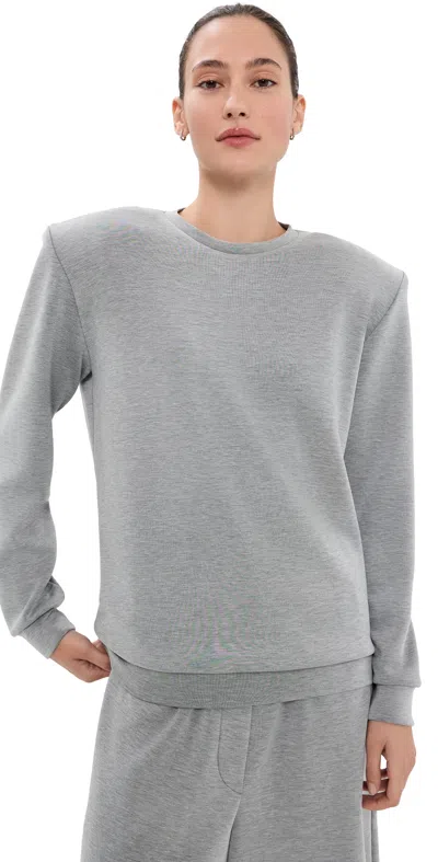 Tibi Feather Weight Viscose Removable Shoulder Pad Top Grey In Gray