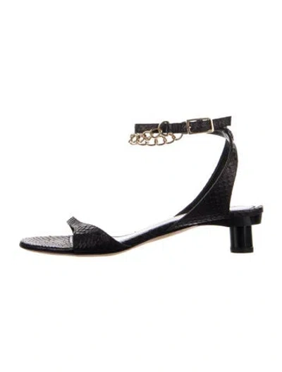 Pre-owned Tibi Fish Skin Chain-link Accents Sandals In Black