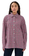Tibi Flannel Menswear Shirting Oversized Shirt Red Multi In Multi
