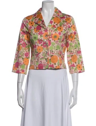 Pre-owned Tibi Floral Print Blazer In Blue