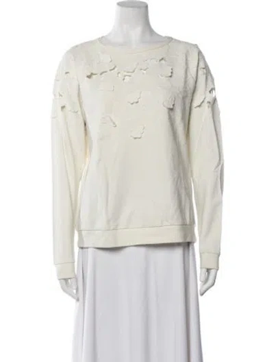 Pre-owned Tibi Floral Print Crew Neck Sweatshirt In White
