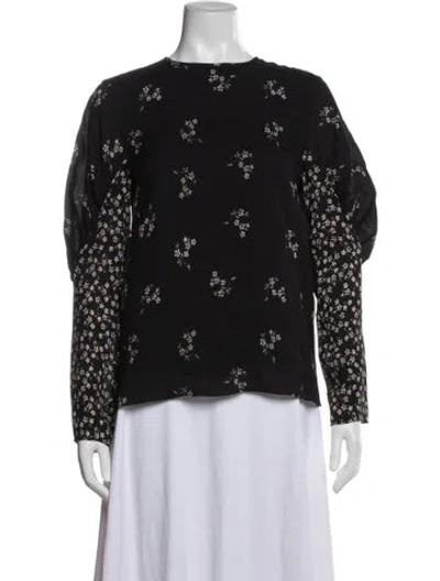 Pre-owned Tibi Floral Print Crew Neck Top In Blue