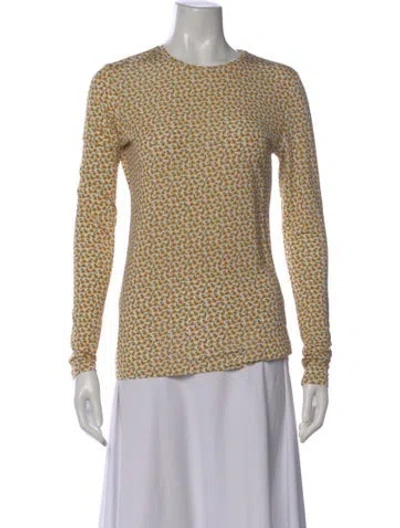Pre-owned Tibi Floral Print Crew Neck Top In White