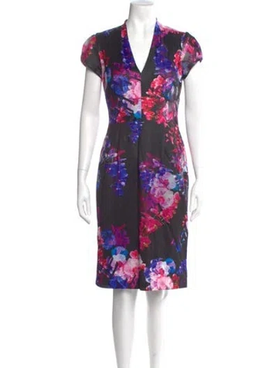 Pre-owned Tibi Floral Print Knee-length Dress In Purple