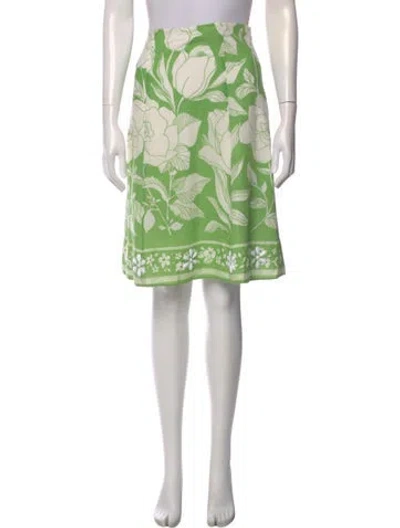 Pre-owned Tibi Floral Print Knee-length Skirt In Green
