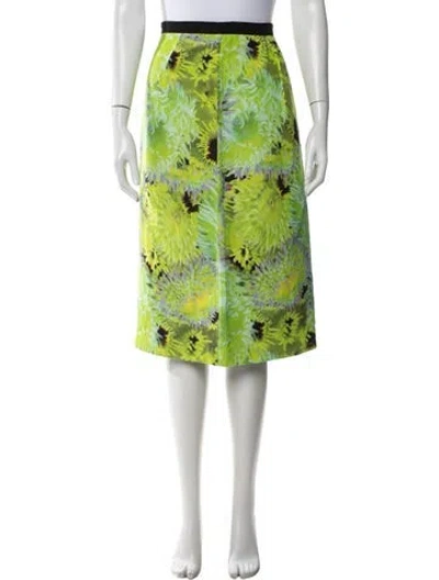 Pre-owned Tibi Floral Print Knee-length Skirt In Green