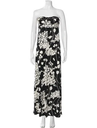 Pre-owned Tibi Floral Print Long Dress In Black