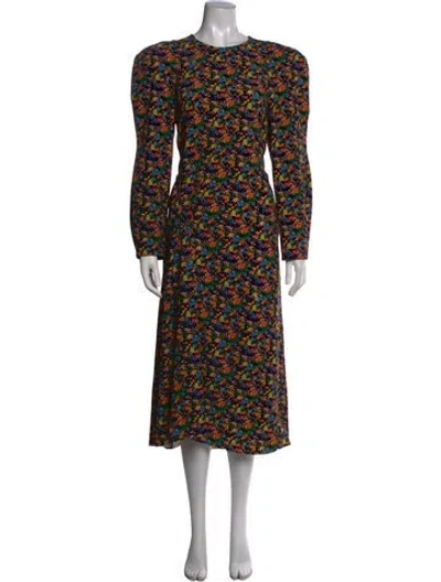 Pre-owned Tibi Floral Print Long Dress In Black