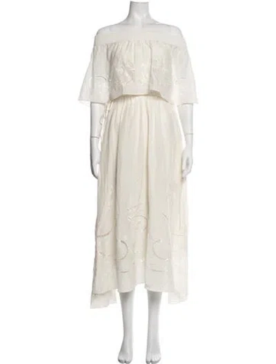 Pre-owned Tibi Floral Print Long Dress In White
