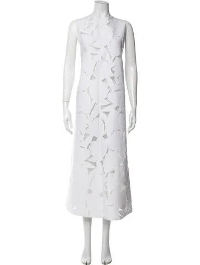 Pre-owned Tibi Floral Print Long Dress In White