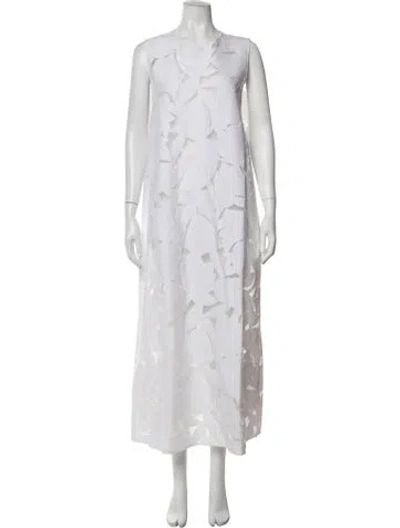 Pre-owned Tibi Floral Print Long Dress In White
