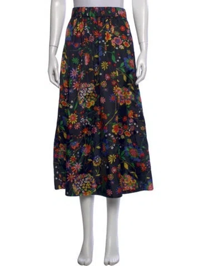 Pre-owned Tibi Floral Print Long Skirt In Black