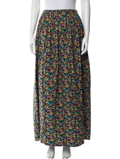 Pre-owned Tibi Floral Print Long Skirt In Black