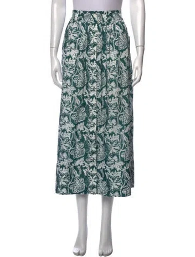 Pre-owned Tibi Floral Print Long Skirt In Blue