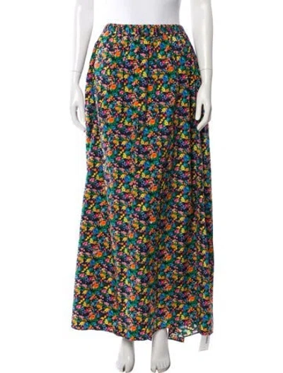 Pre-owned Tibi Floral Print Long Skirt In Green
