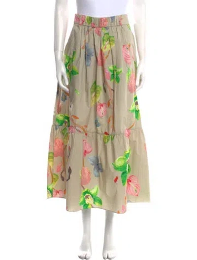 Pre-owned Tibi Floral Print Long Skirt In Neutral