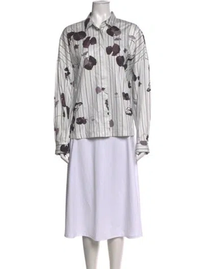 Pre-owned Tibi Floral Print Long Sleeve Blouse In Multicolor