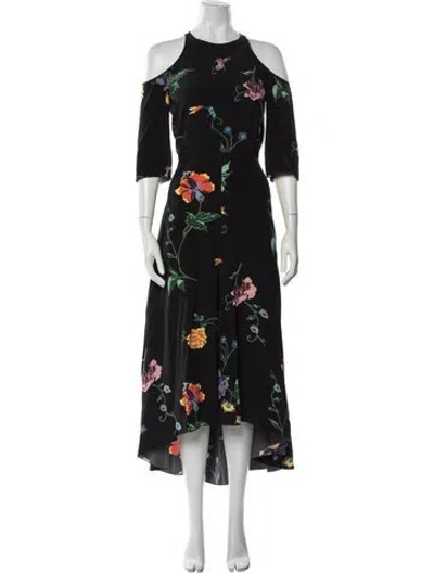Pre-owned Tibi Floral Print Midi Length Dress In Black