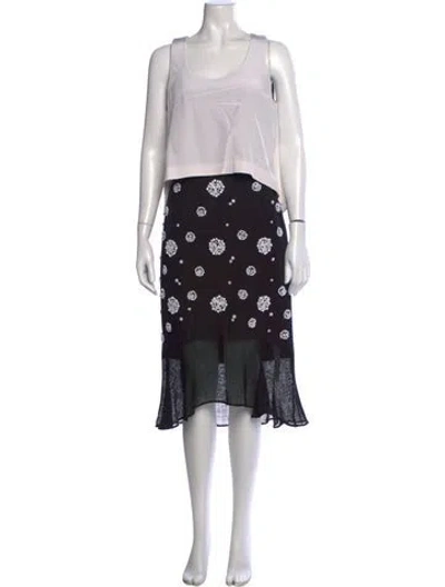 Pre-owned Tibi Floral Print Midi Length Dress In Black