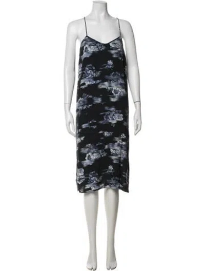Pre-owned Tibi Floral Print Midi Length Dress In Black