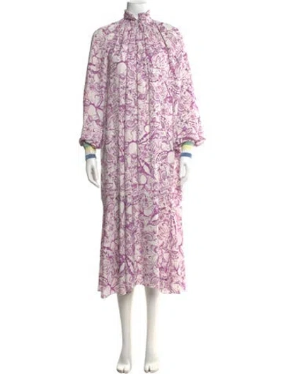 Pre-owned Tibi Floral Print Midi Length Dress In Neutral