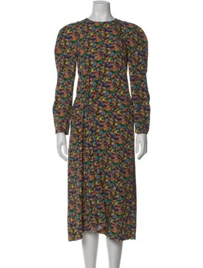Pre-owned Tibi Floral Print Midi Length Dress In Orange
