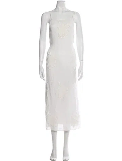 Pre-owned Tibi Floral Print Midi Length Dress In White