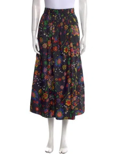 Pre-owned Tibi Floral Print Midi Length Skirt In Black