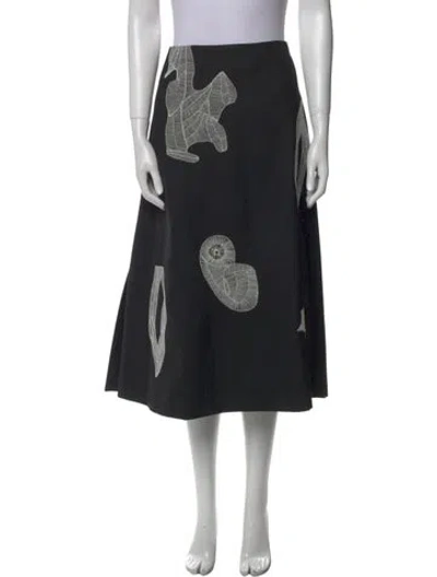 Pre-owned Tibi Floral Print Midi Length Skirt In Black