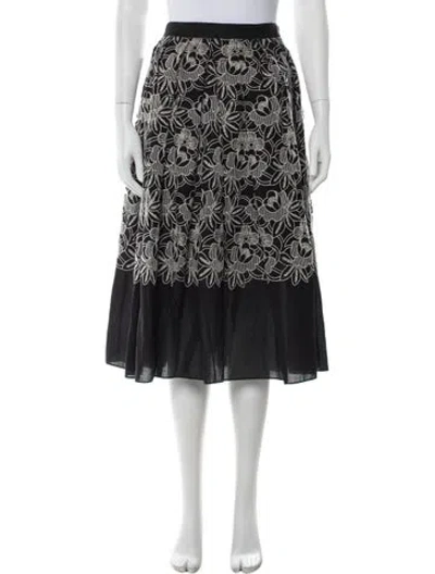 Pre-owned Tibi Floral Print Midi Length Skirt In Black