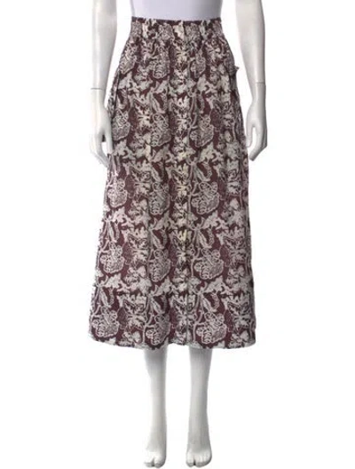 Pre-owned Tibi Floral Print Midi Length Skirt In Brown